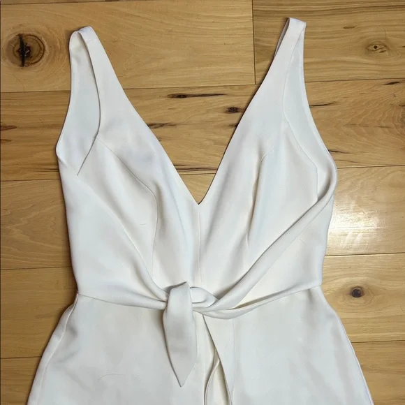 Amanda Uprichard Cream Tie-Front Wide Legged Jumpsuit | Size Medium - Picture 2 of 12